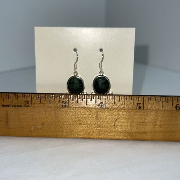 Zoisite Earrings, Sterling Silver Hand Carved Earrings, NWOT - Picture 4 of 7